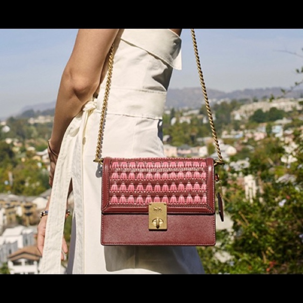 coach Hutton Shoulder Bag With Weaving